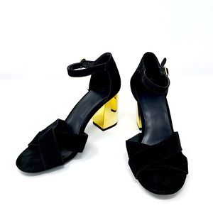 Wild Diva Gold Block Heels
